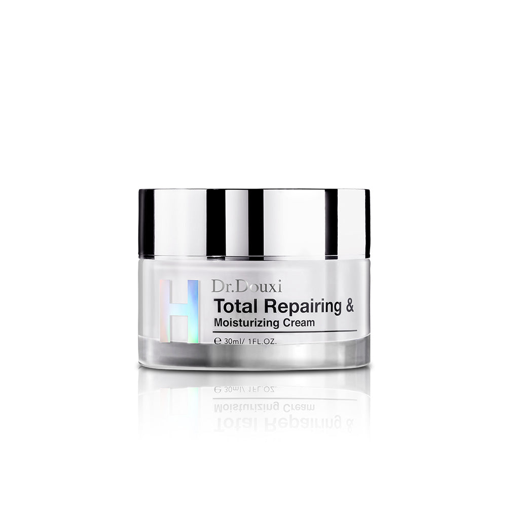 Dr.Douxi Total Repairing and Moisturizing Cream 30ml frosted glass jar silver lid packshot