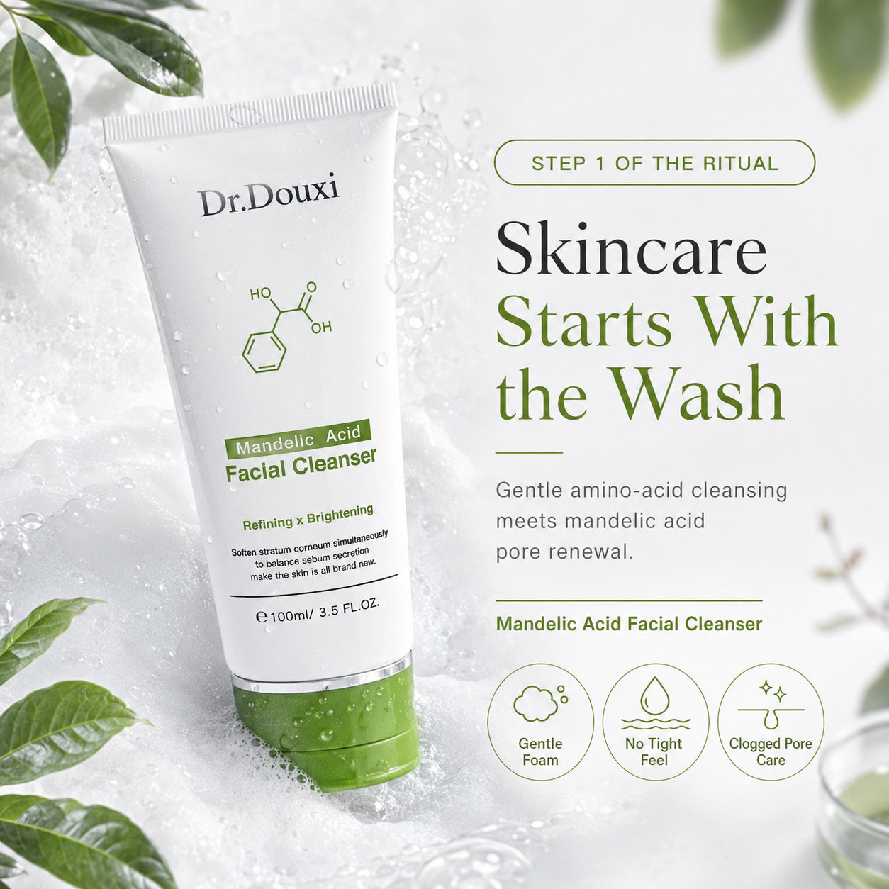 Dr.Douxi mandelic acid facial cleanser hero gentle amino acid wash for clogged pores