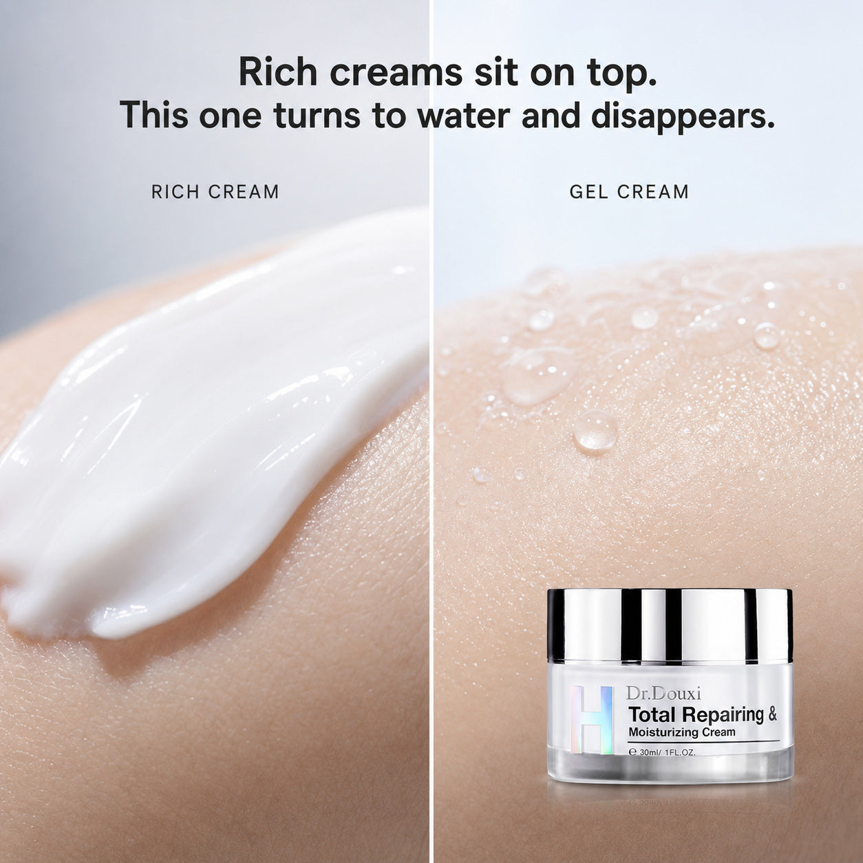 Dr.Douxi moisturizing cream comparison against heavy greasy creams