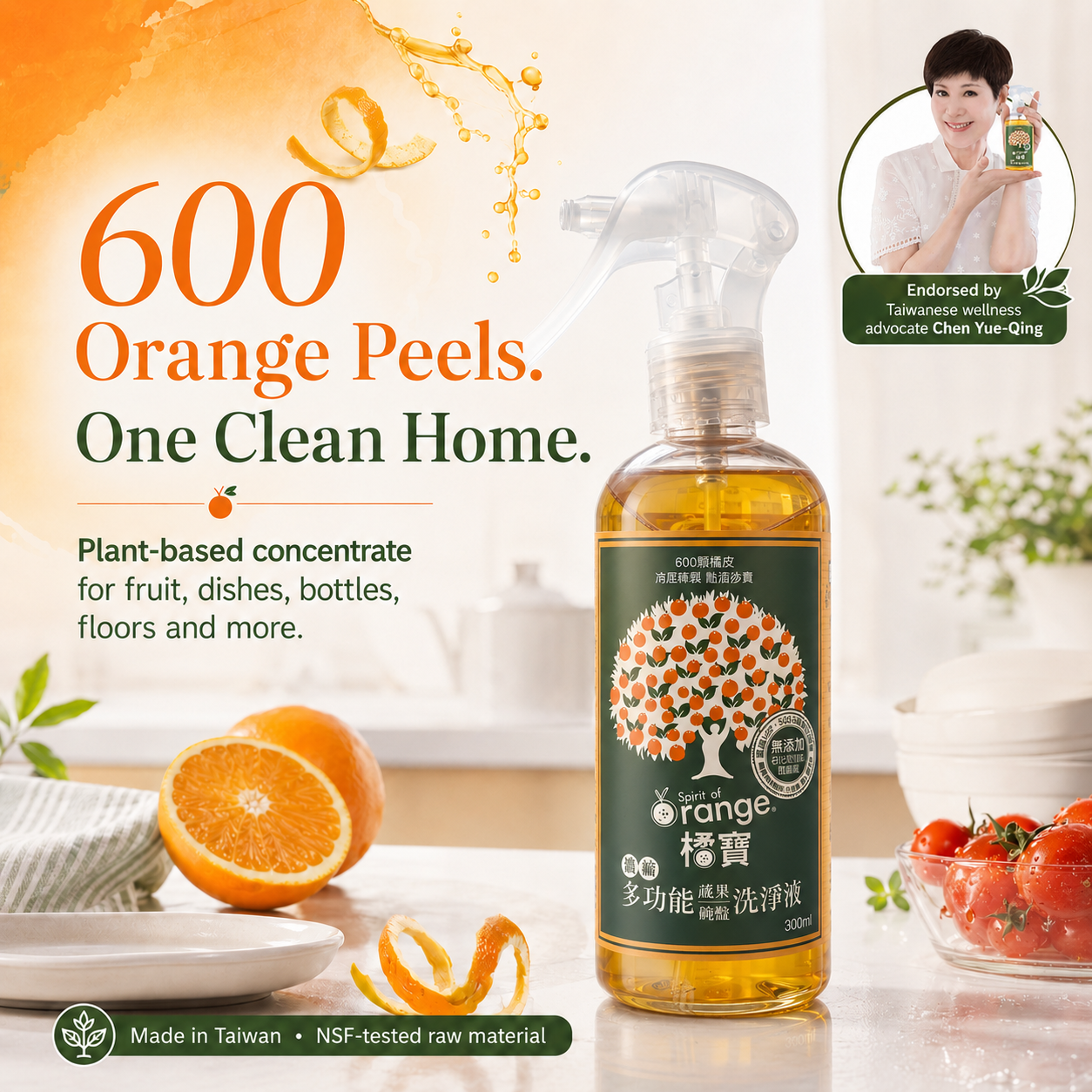 橘寶 Spirit of Orange 天然橘油濃縮多功能洗淨液 300ml 主圖