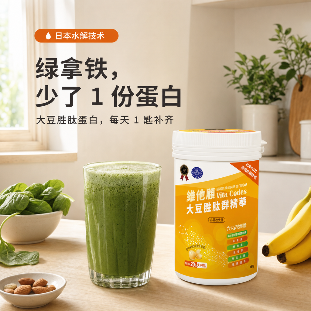 绿拿铁少了1样东西 大豆胜肽蛋白加料